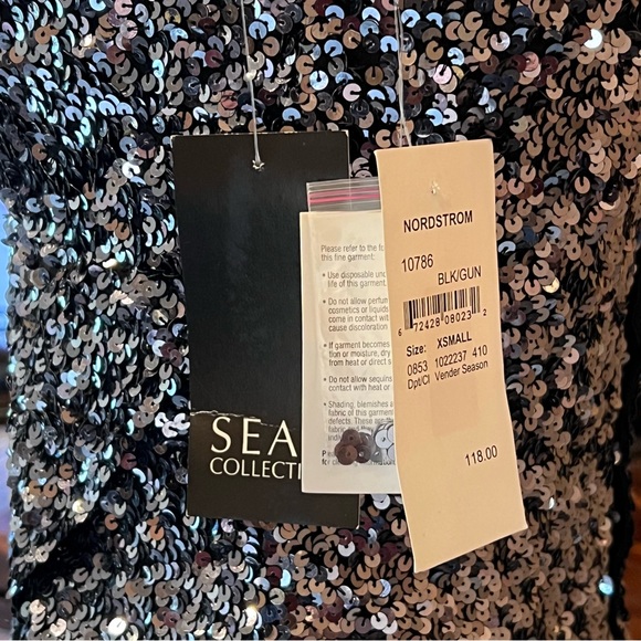 NWT Sean Collection Sequin Asymmetrical Camisole Silver Spaghetti Straps SZ XS - Picture 15 of 16